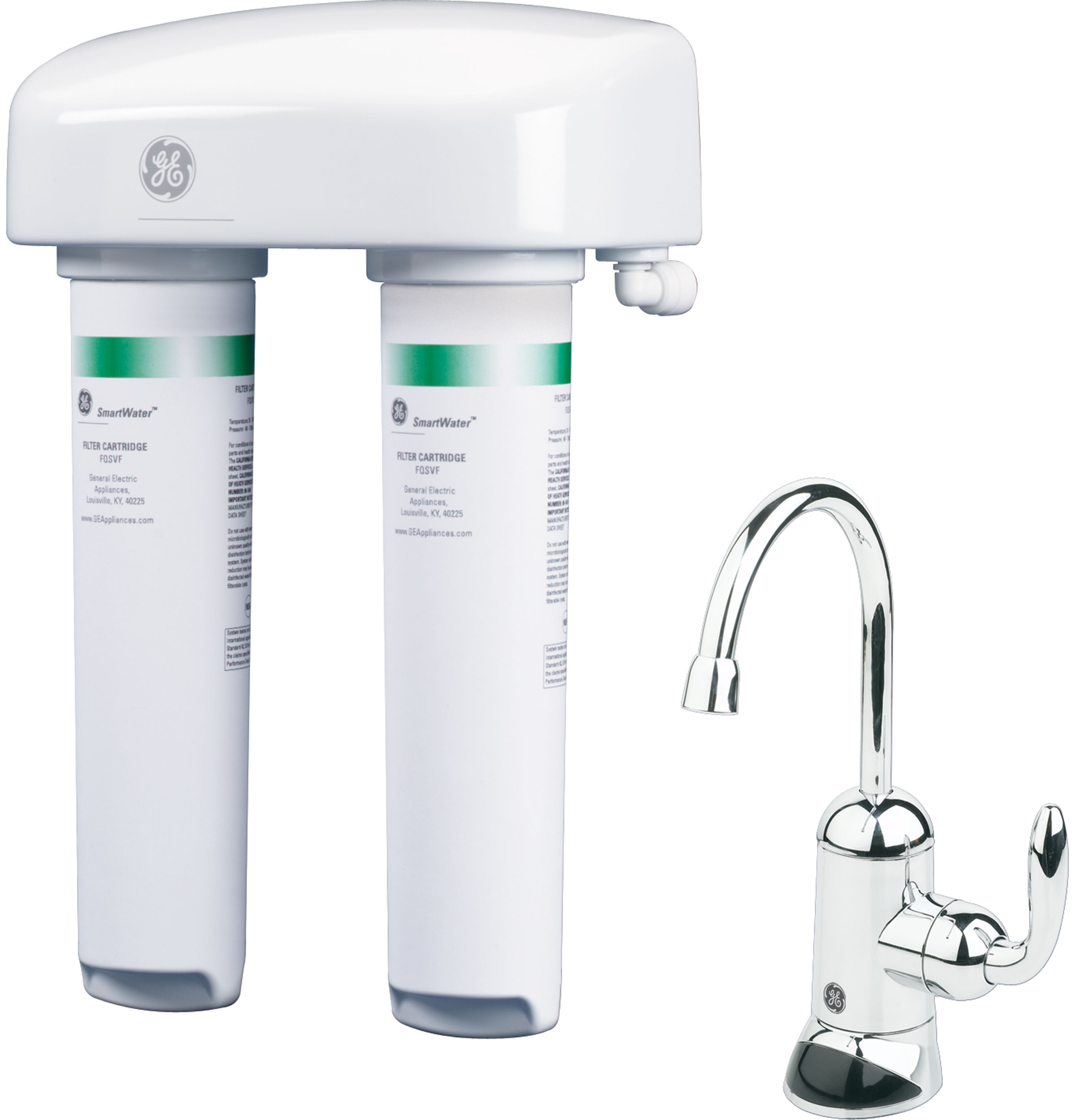 GE® Twist and Lock Under Counter Dual Stage Water Filtration System (VOCs)