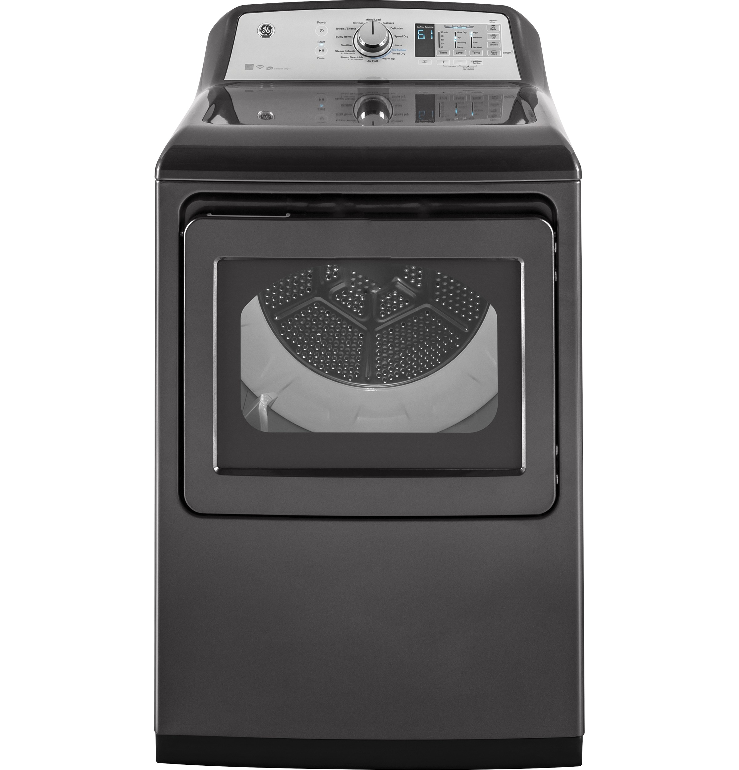 GE® 7.4 cu. ft. Capacity Smart aluminized alloy drum Electric Dryer with HE Sensor Dry