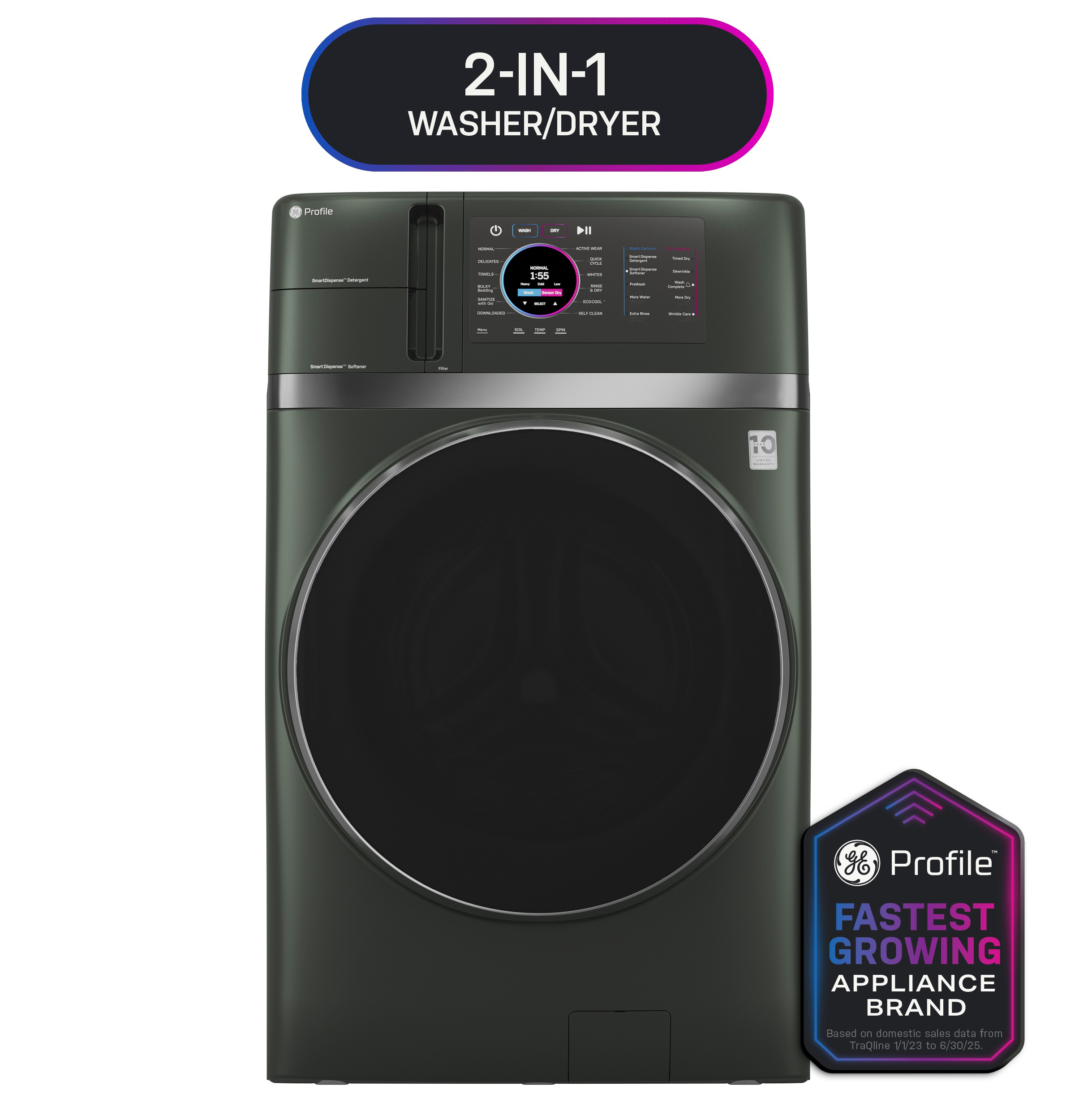 GE Profile™ ENERGY STAR® 4.8 cu. ft. Capacity UltraFast Combo with Ventless Inverter Heat Pump Technology Washer/Dryer