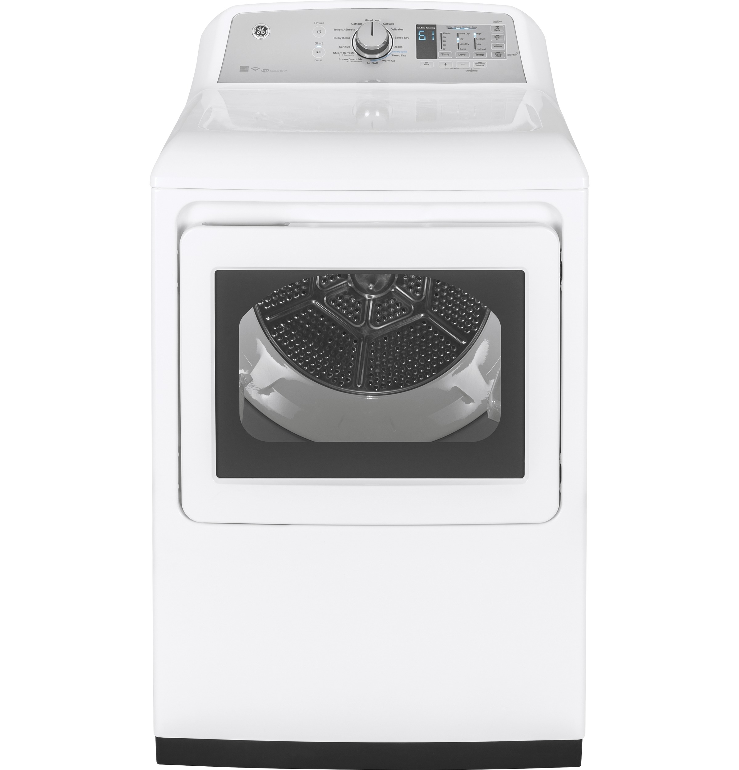 GE® 7.4 cu. ft. Capacity Smart aluminized alloy drum Electric Dryer with HE Sensor Dry