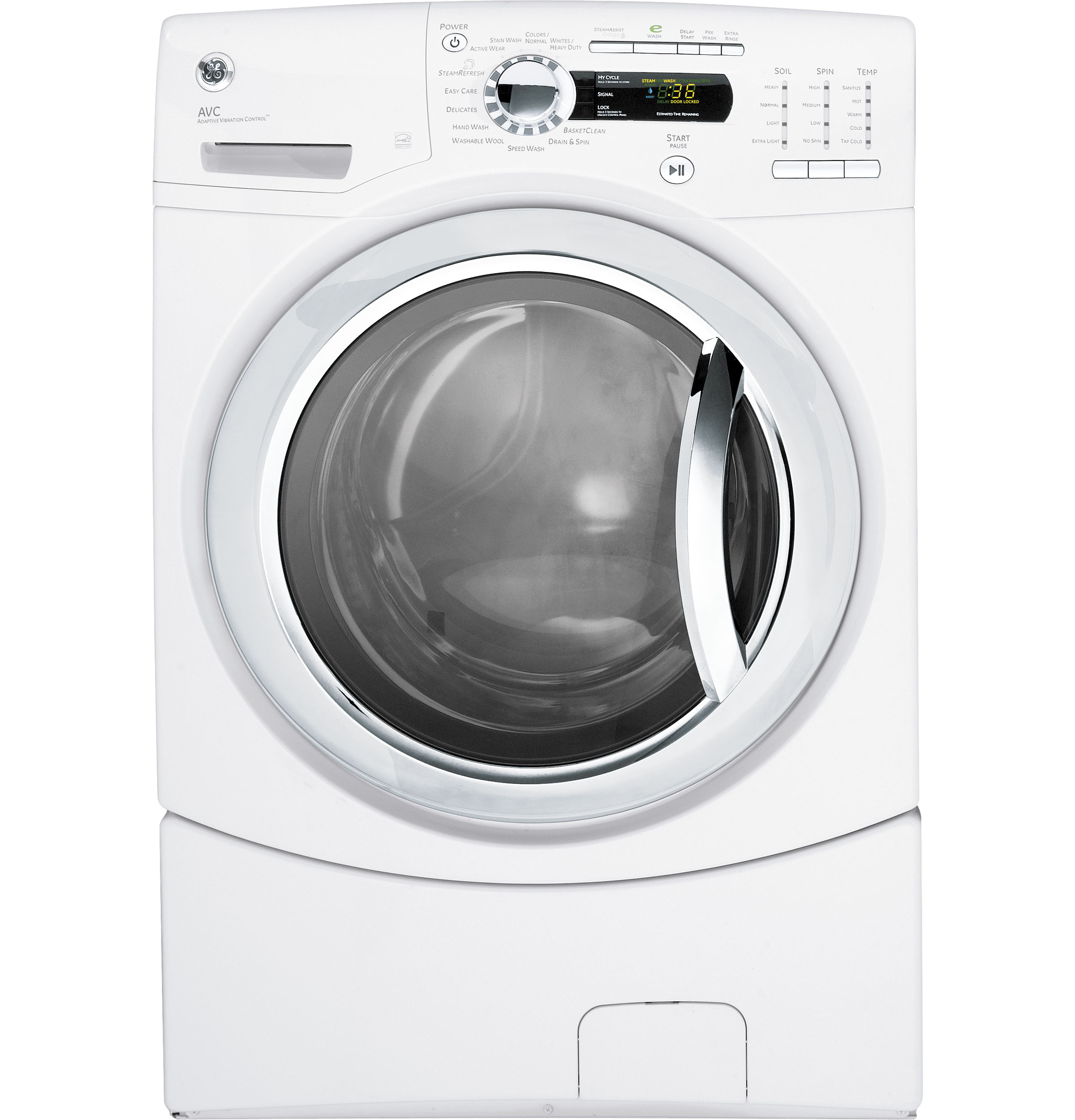 GE® 4.1 DOE cu. ft. stainless steel capacity frontload washer with Steam