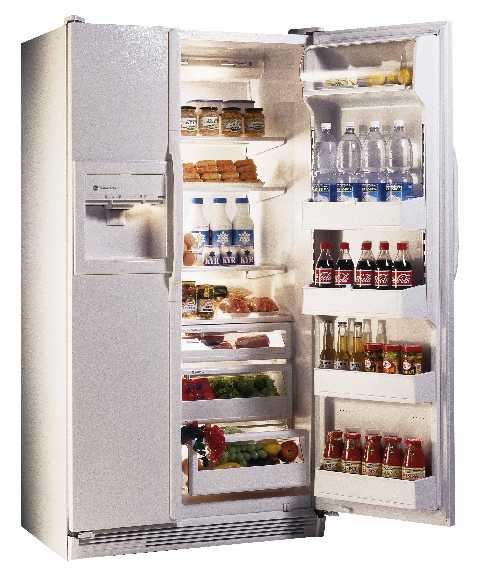 GE® Side by Side, 576 Liters (Freezer 203 Liters), Dispenser, Glass Shelves