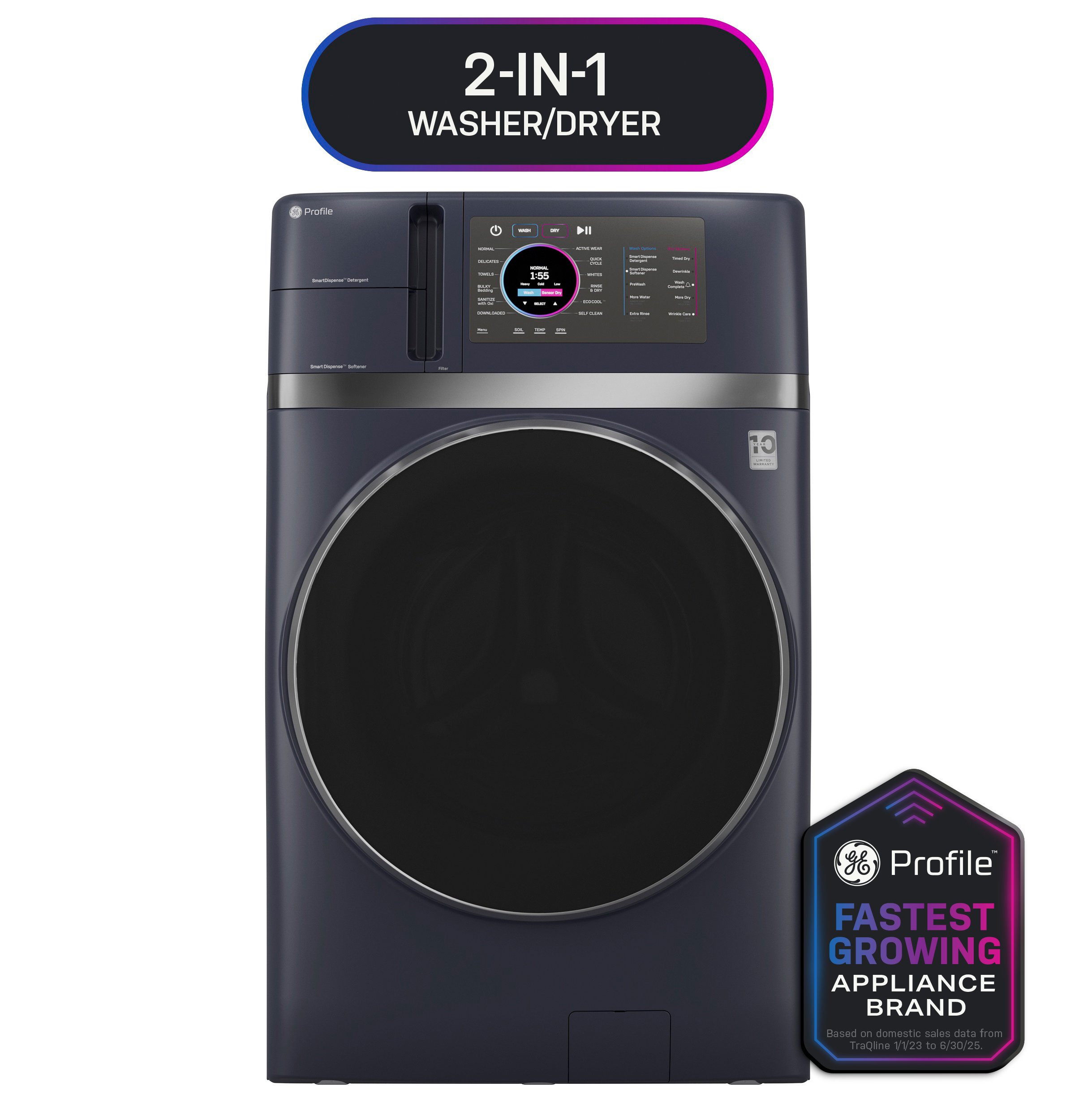 GE Profile™ ENERGY STAR® 4.8 cu. ft. Capacity UltraFast Combo with Ventless Inverter Heat Pump Technology Washer/Dryer