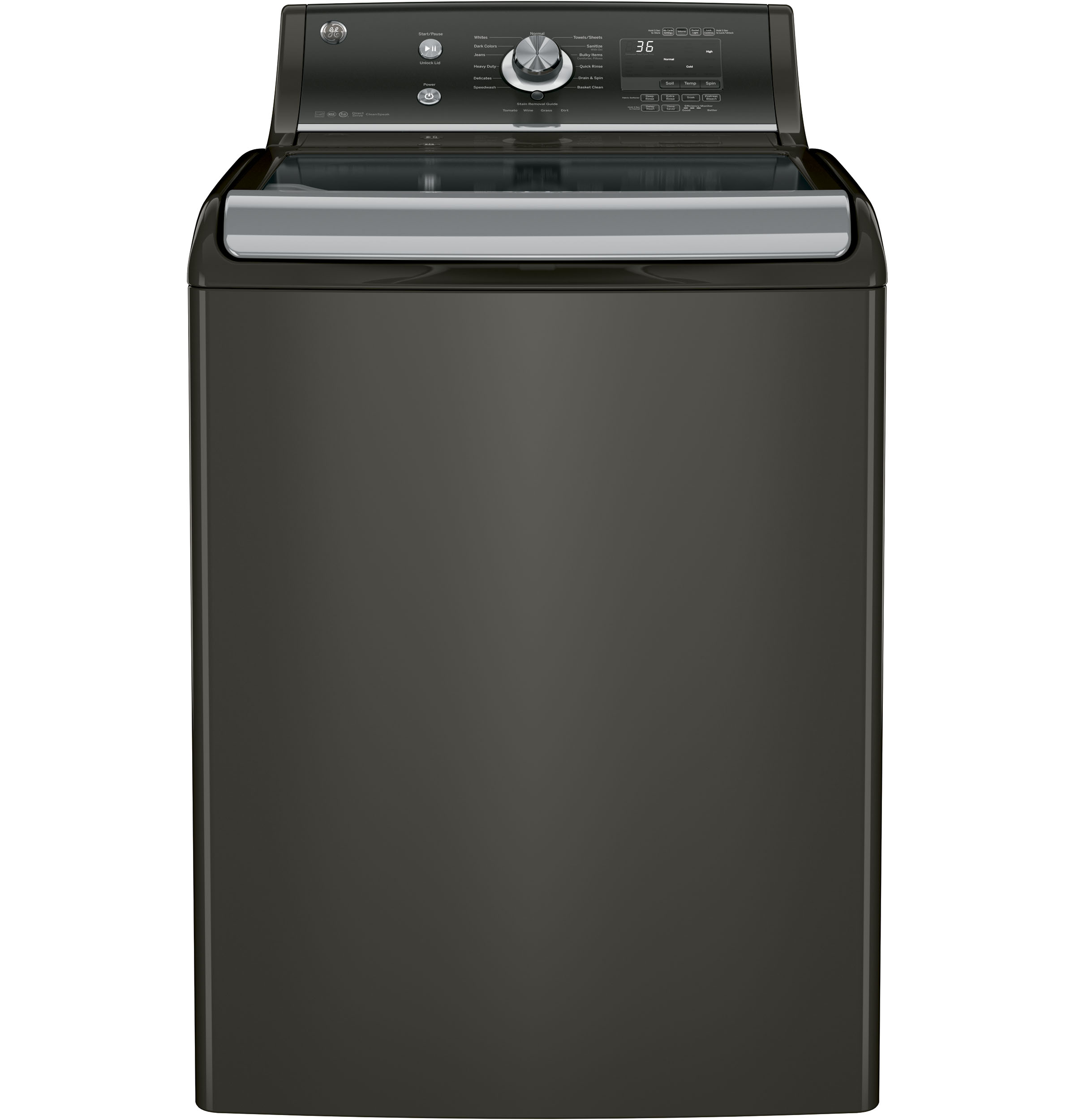 GE® 5.1 DOE cu. ft. capacity washer with stainless steel basket