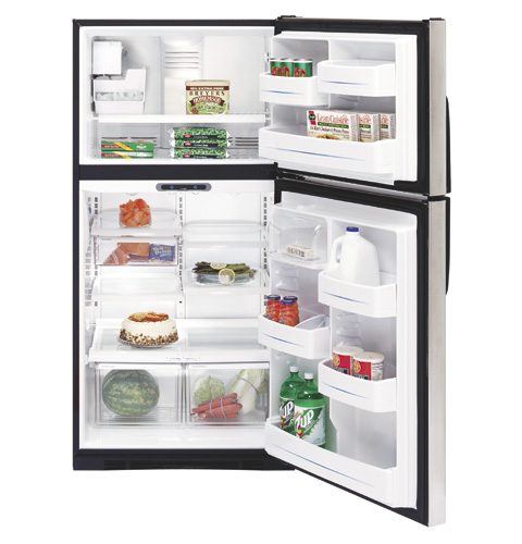 GE® ENERGY STAR® 21.7 Cu. Ft. Stainless Top-Freezer Refrigerator with Internal Dispenser