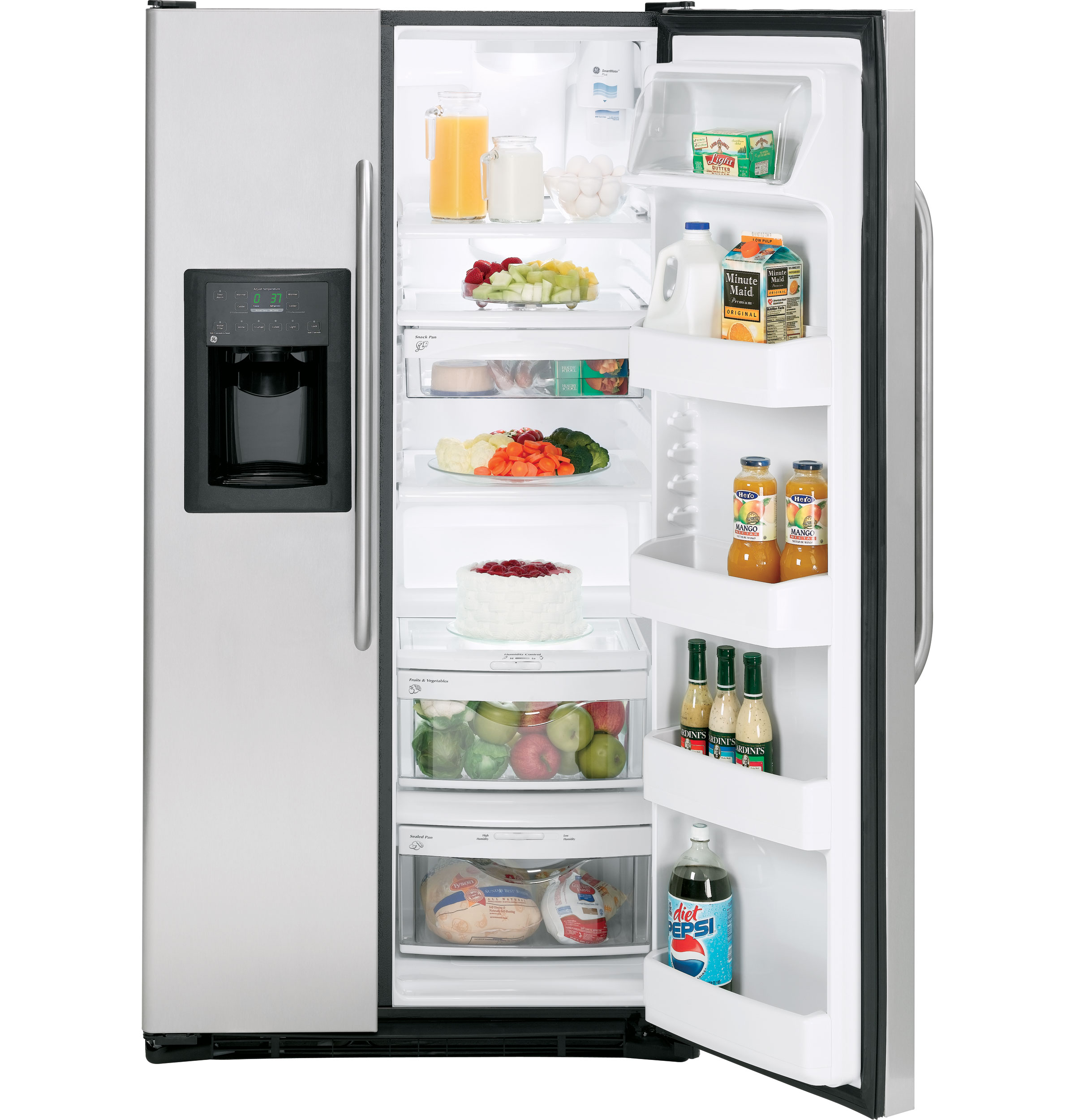 GE® 23.1 Cu. Ft. Stainless Side-By-Side Refrigerator with Dispenser