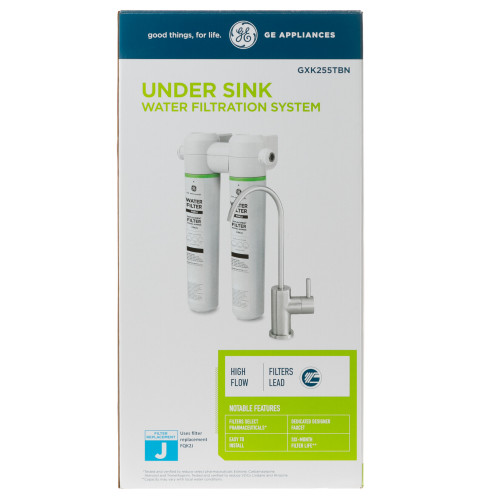 GE UNDER SINK DUAL STAGE WATER FILTRATION SYSTEM WITH FAUCET — Model #: GXK255TBN