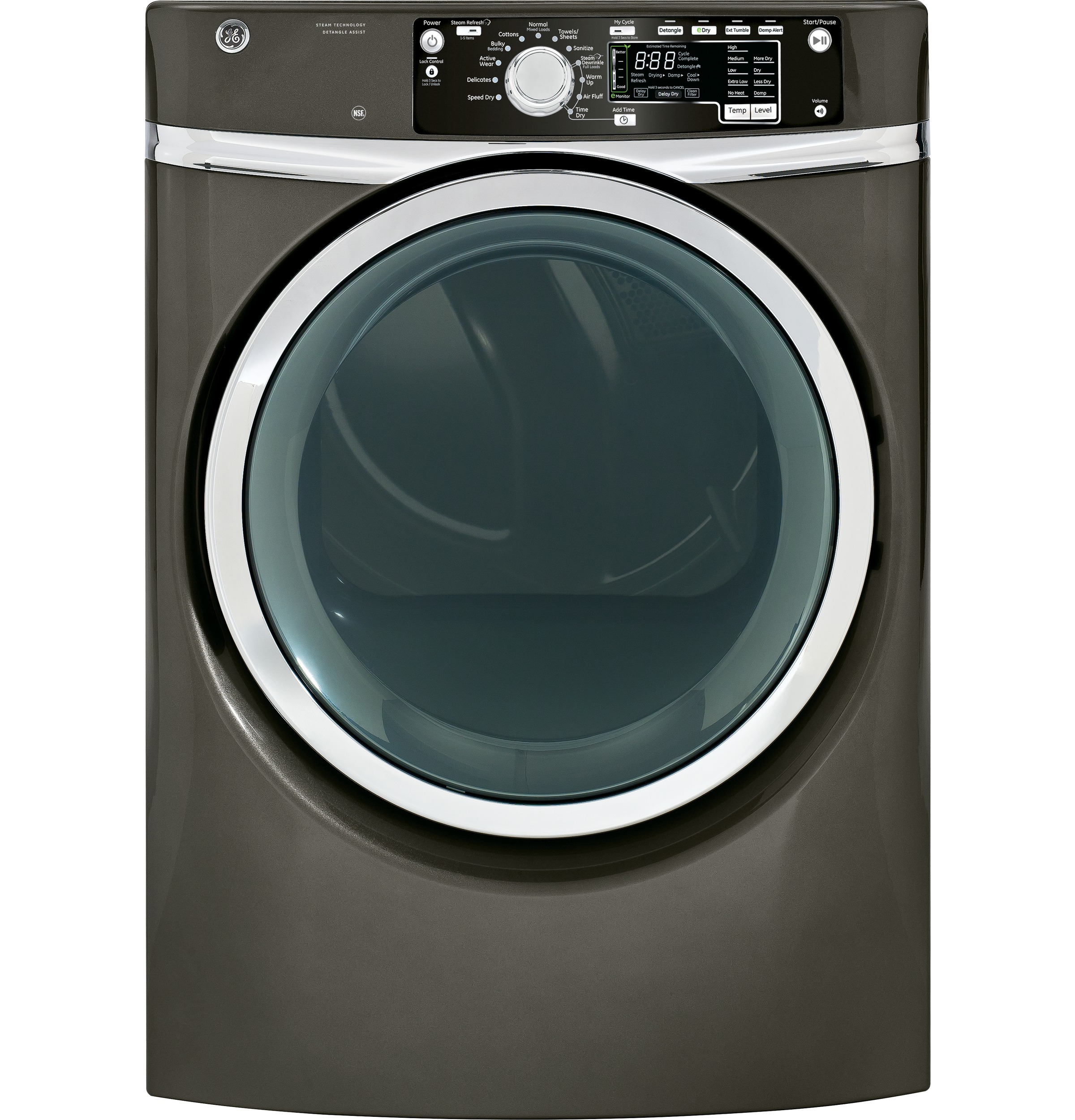 GE® 8.1 cu. ft. capacity Front Load electric dryer with steam
