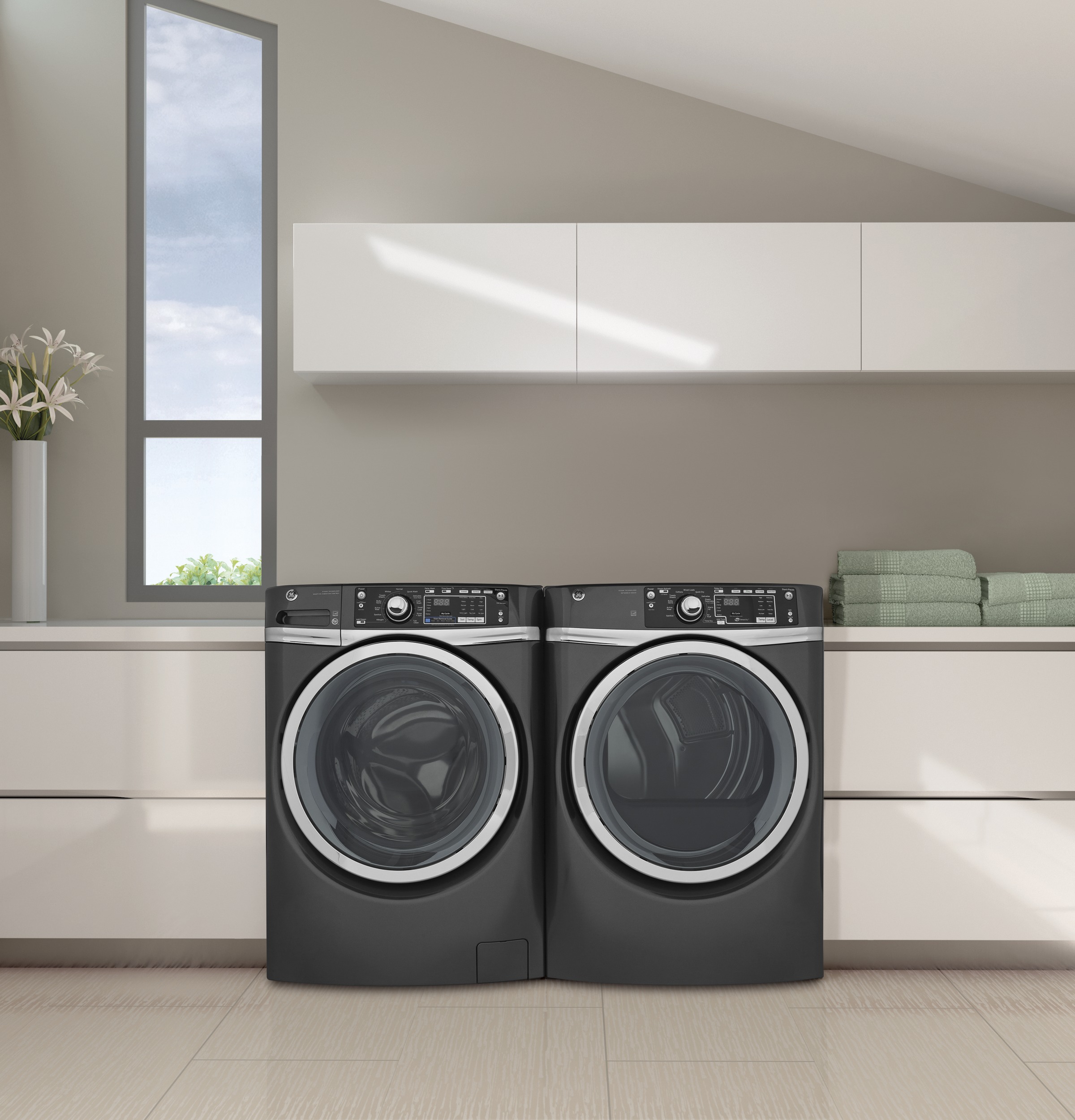 GE® 8.3 cu. ft. Capacity Front Load Gas ENERGY STAR® Dryer with Steam