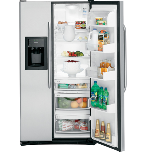 GE® CustomStyle™ 22.7 Cu. Ft. Stainless Side-By-Side Refrigerator with Dispenser