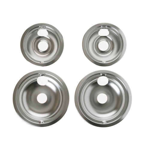 GE Appliances Range / Stove / Oven Drip Pan Set, 4-pack, Chrome
