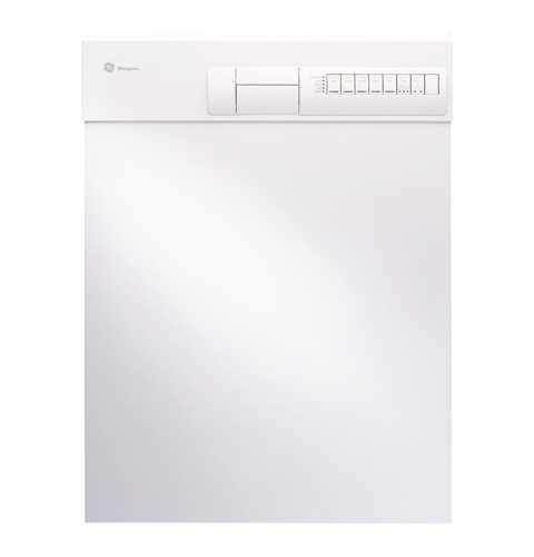 GE Monogram® European-Design White Dishwasher with Stainless Steel Interior