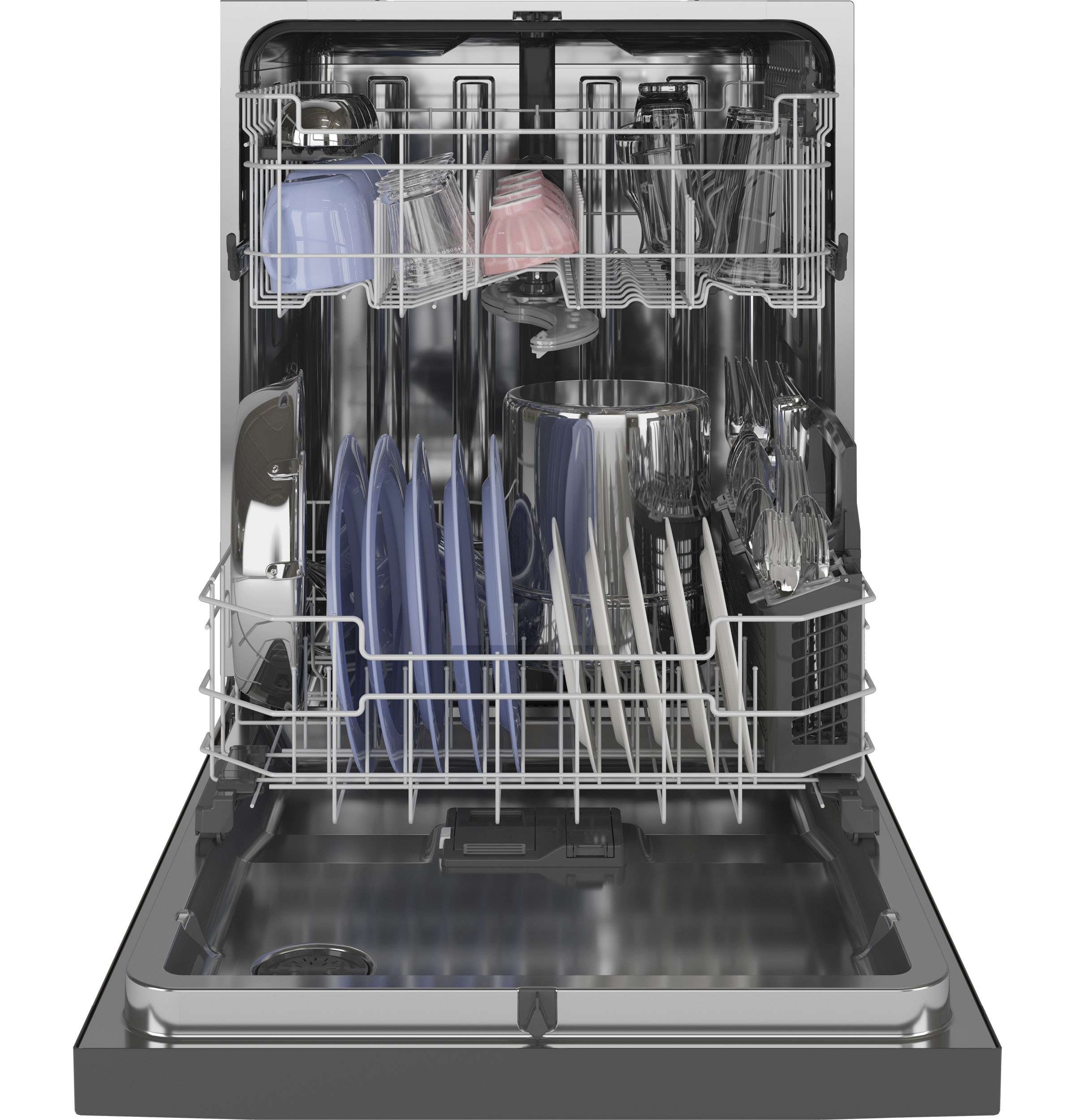GE® Front Control with Stainless Steel Interior Dishwasher with Sanitize Cycle & Dry Boost