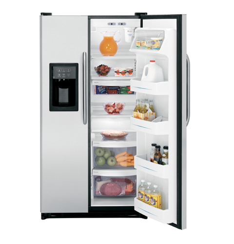 GE® 25.0 Cu. Ft. Capacity Stainless Side-By-Side Refrigerator with Dispenser