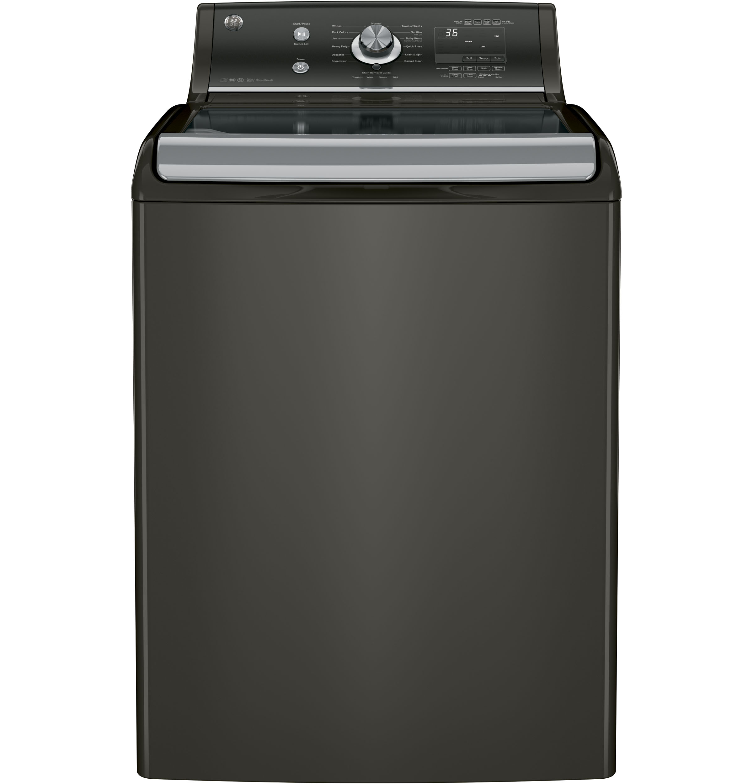 GE® 5.1 DOE cu. ft. capacity washer with stainless steel basket
