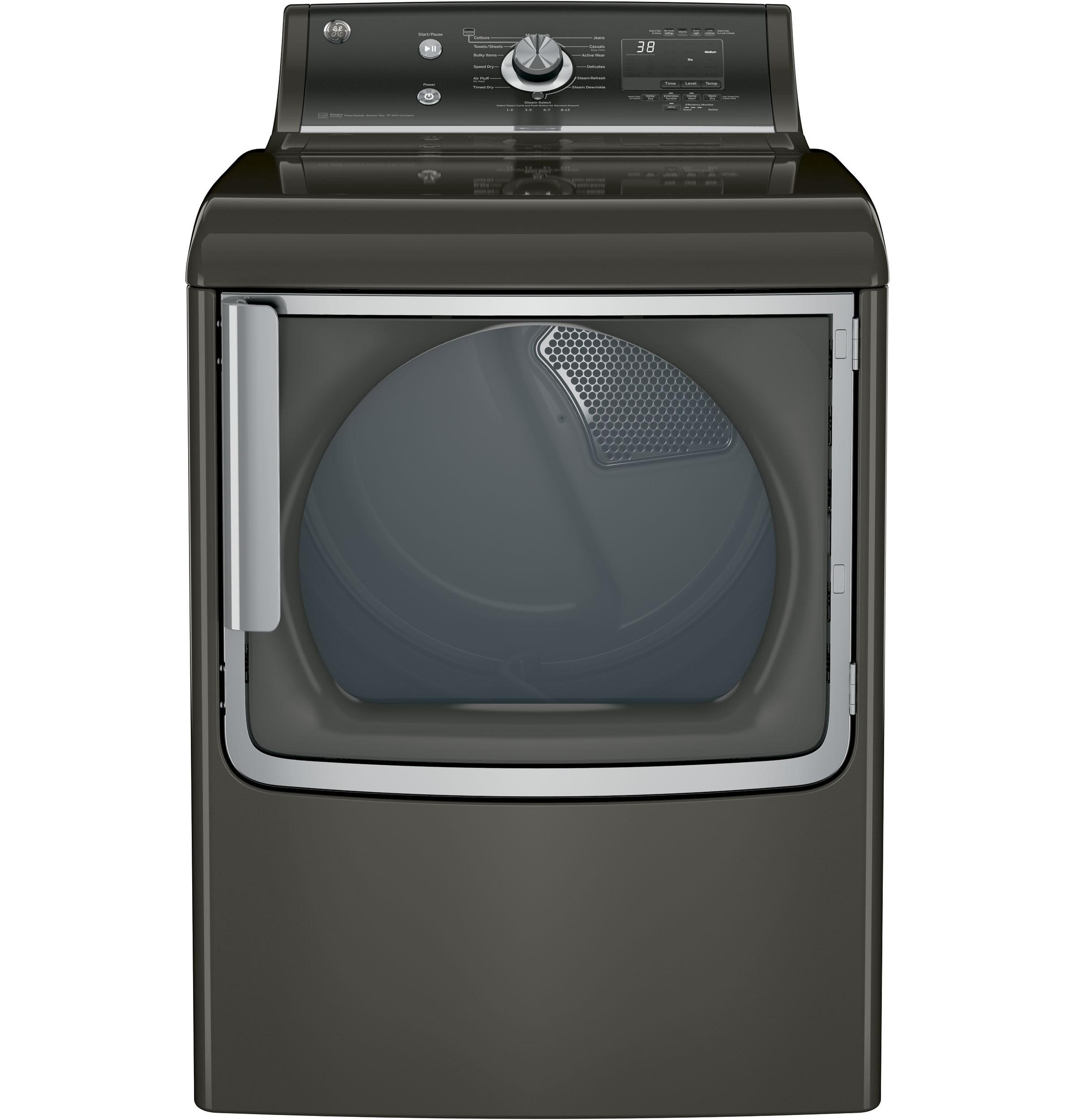 GE® 7.8 cu. ft. capacity gas dryer with stainless steel drum and steam