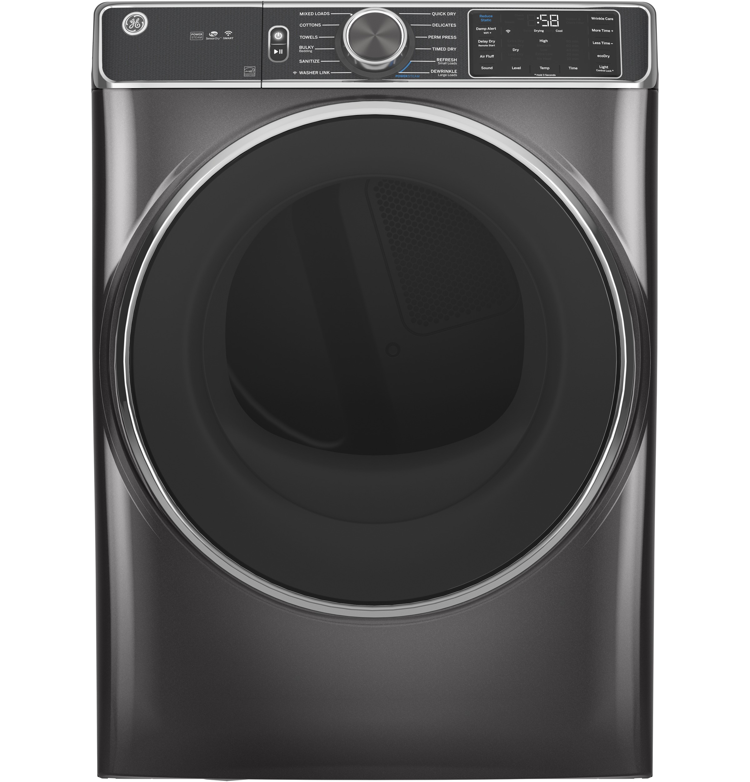 GE® ENERGY STAR® 7.8 cu. ft. Capacity Smart Front Load Electric Dryer with Steam and Sanitize Cycle