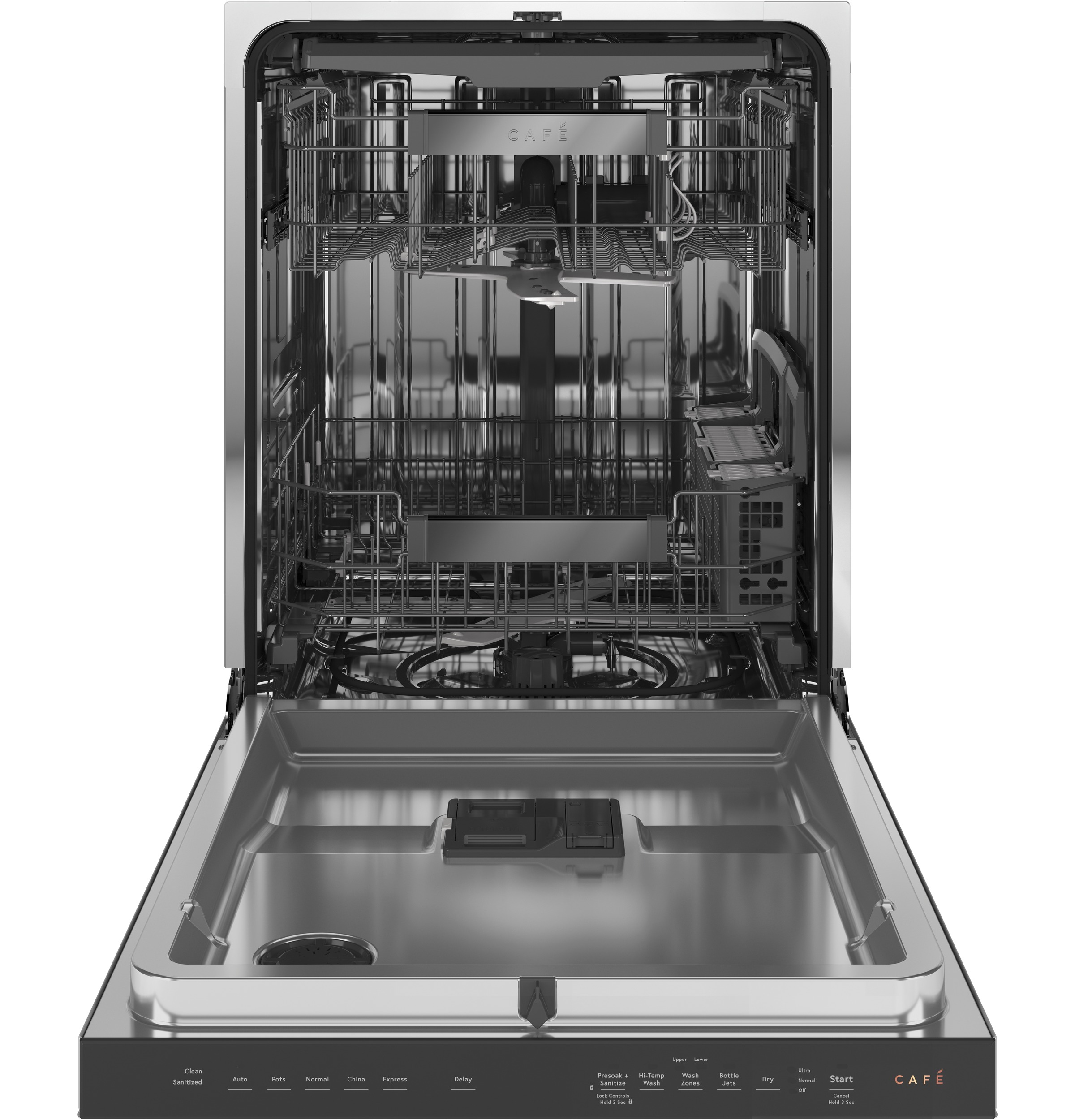 Café™ Stainless Steel Interior Dishwasher with Sanitize and Ultra Wash & Dry in Platinum Glass