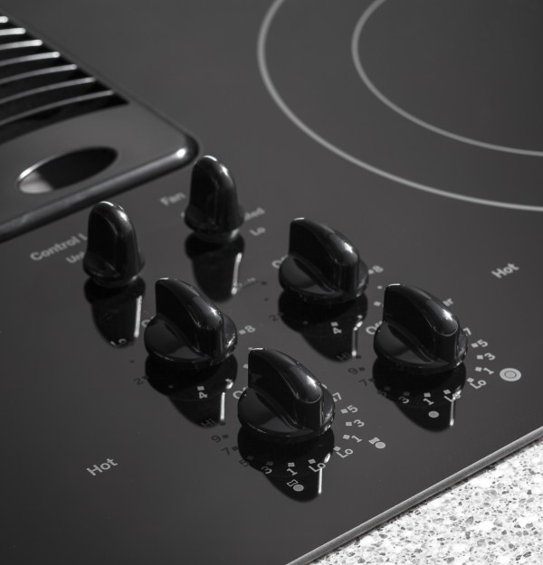 Knob controls with black glass surface