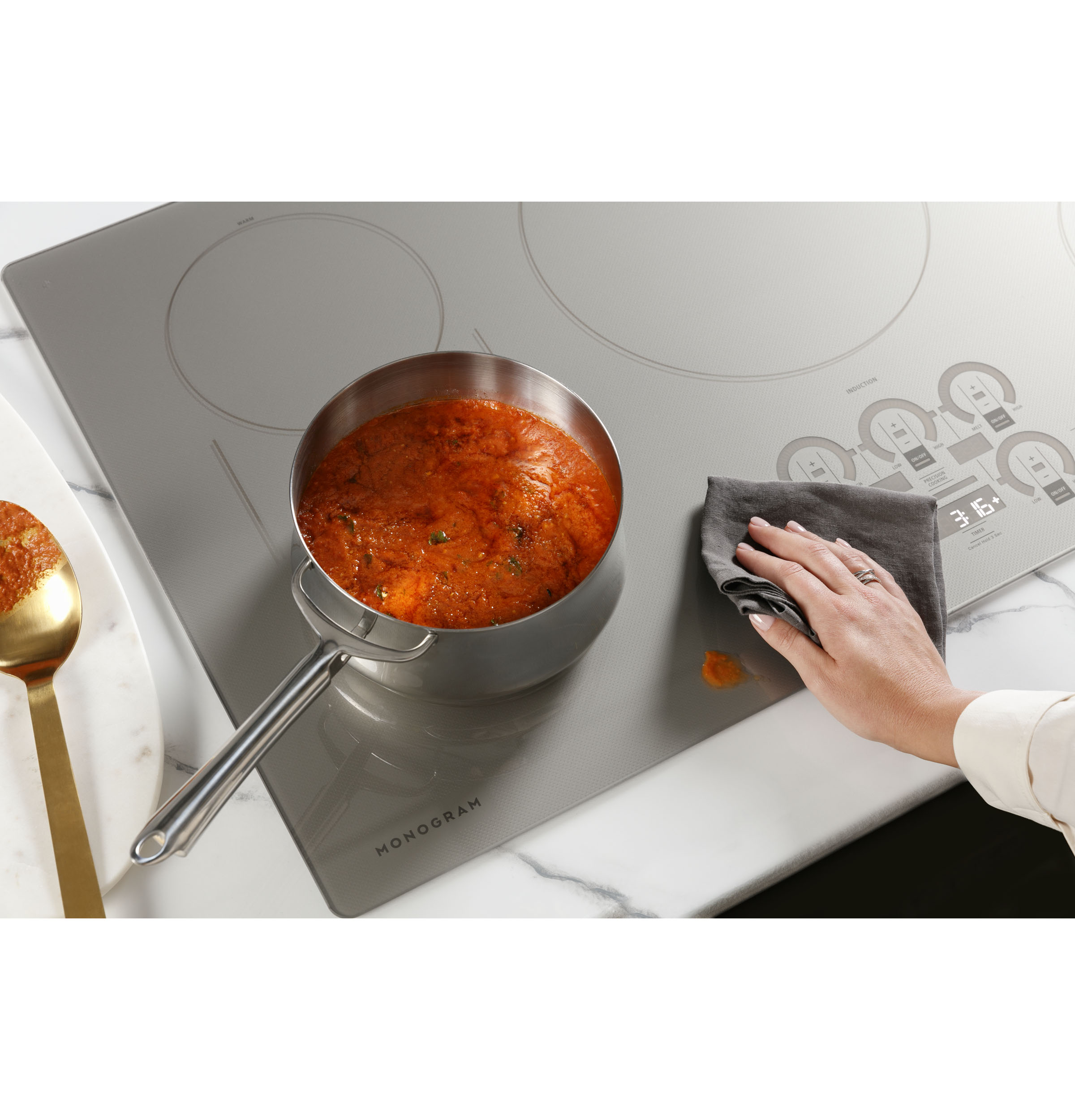 Monogram - 36" Built-In Induction Cooktop with 5 Induction Cooking Elements and Precision Temperature Control - Silver - Thumbnail 2