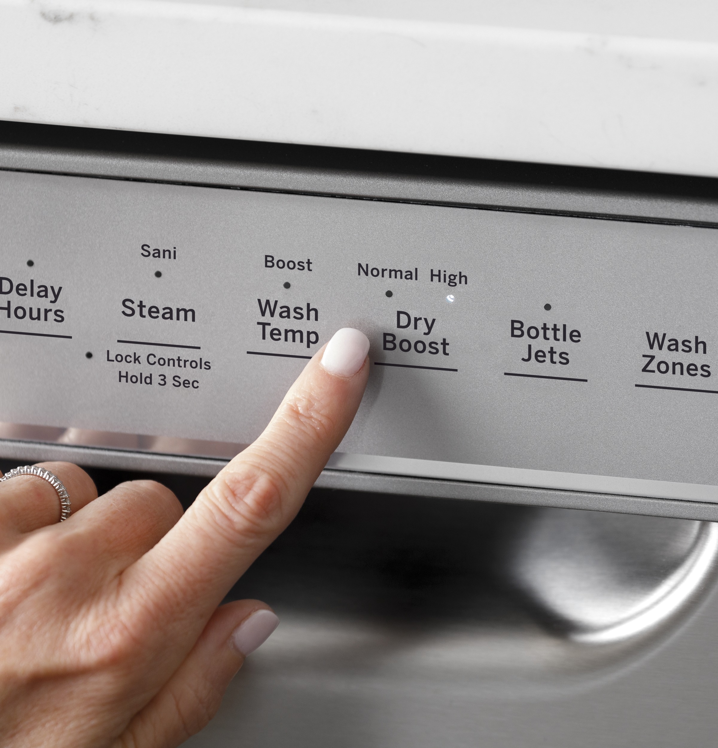 GE® Front Control with Stainless Steel Interior Dishwasher with Sanitize Cycle & Dry Boost