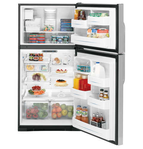 GE® ENERGY STAR® 21.7 Cu. Ft. Stainless Top-Freezer Refrigerator with Internal Dispenser