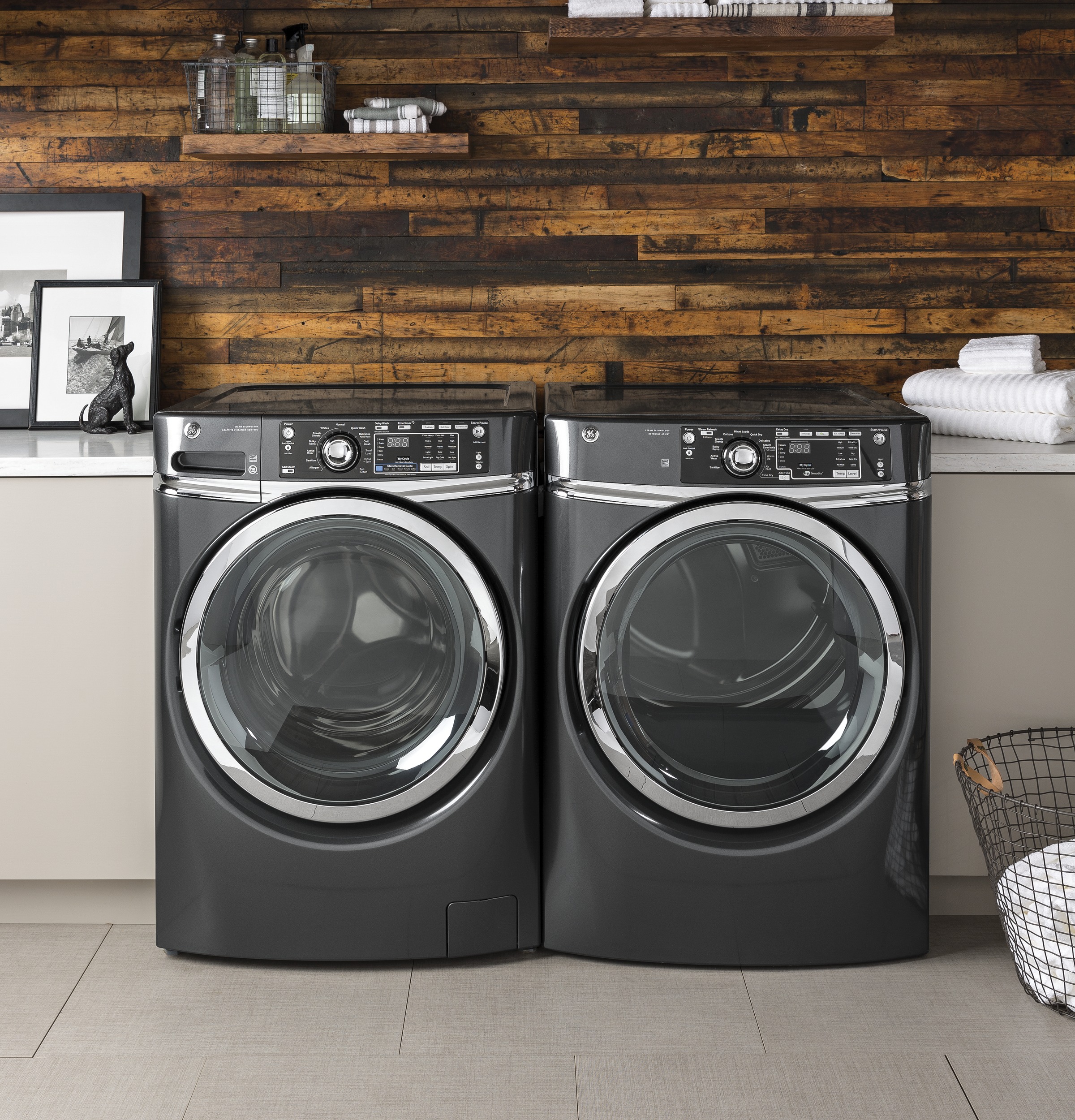 GE® 4.9 DOE cu. ft. Capacity RightHeight™ Front Load ENERGY STAR® Washer with Steam