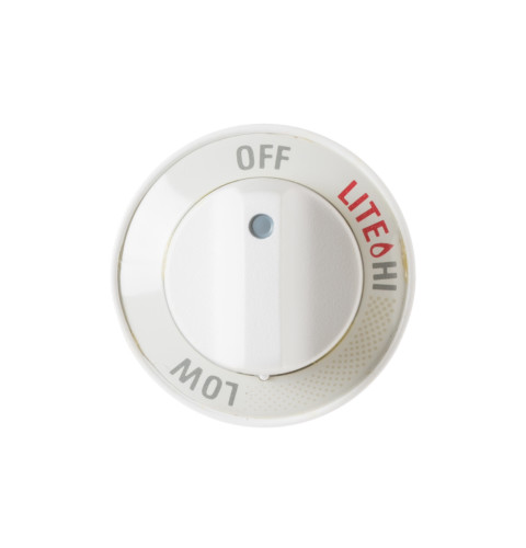 Gas range surface burner control knob - white color
