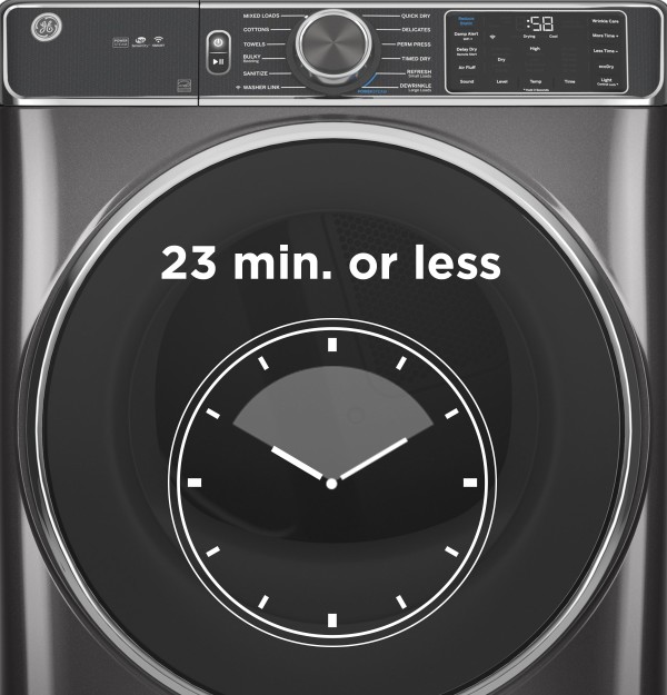 GE® ENERGY STAR® 7.8 cu. ft. Capacity Smart Front Load Electric Dryer with Steam and Sanitize Cycle|^|GFD65ESPVDS