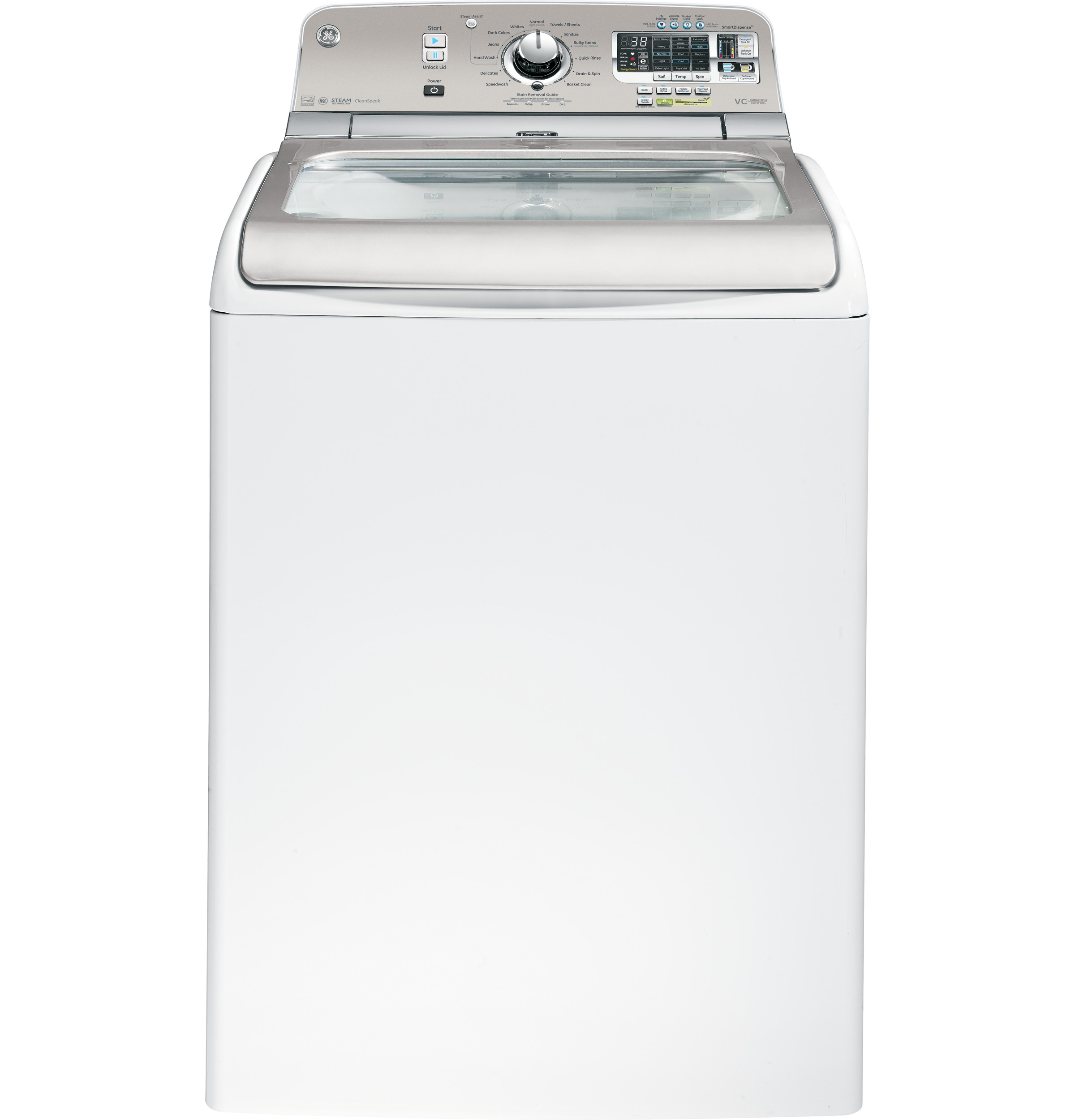 GE® 5.0 DOE cu. ft. capacity washer with stainless steel basket and steam