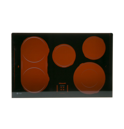 Glass maintop for a smooth cook top, black color, 5 burner.