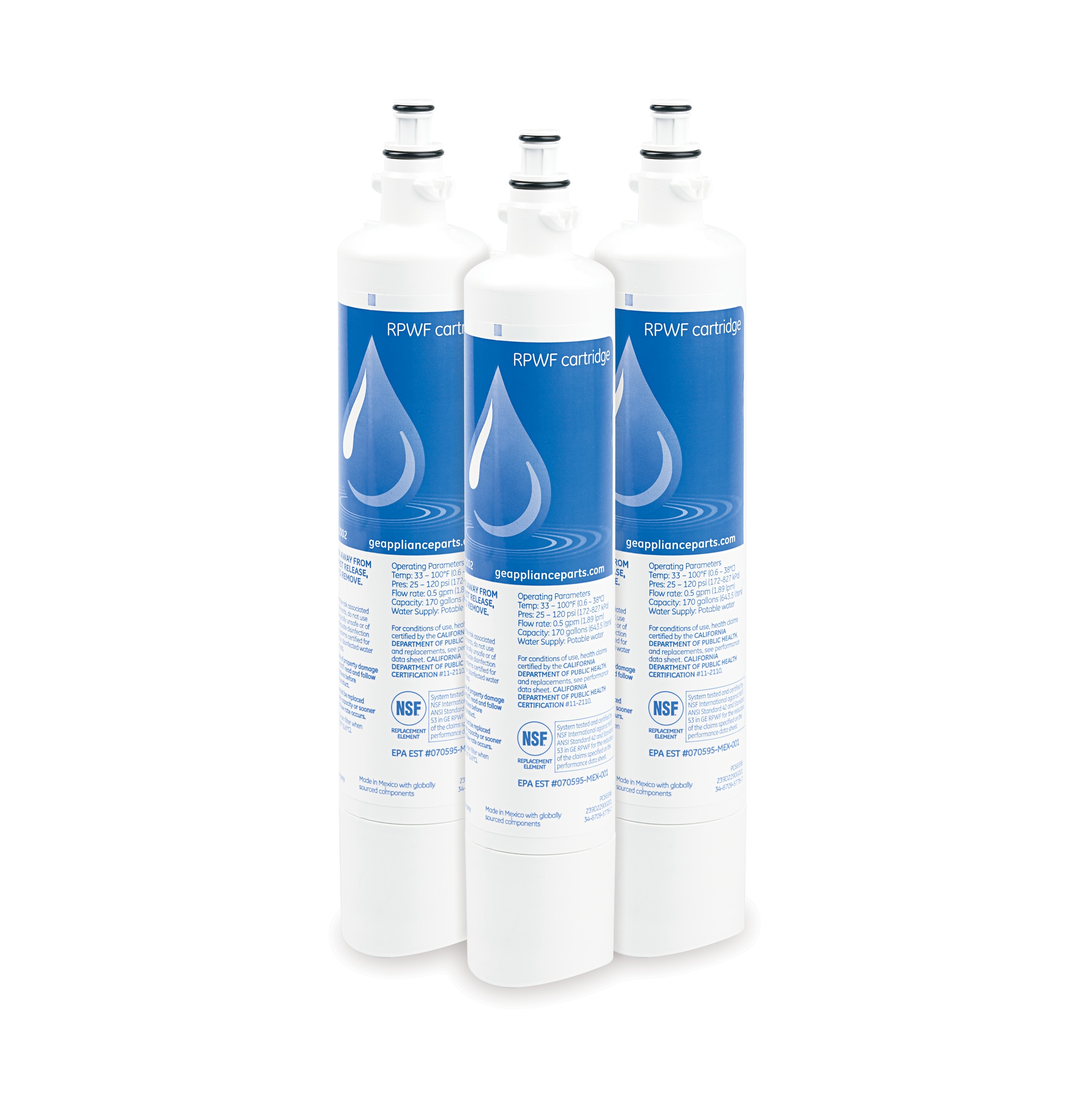 GE® Refrigerator Water Filter - 3 Pack — Model #: RPWF3PK