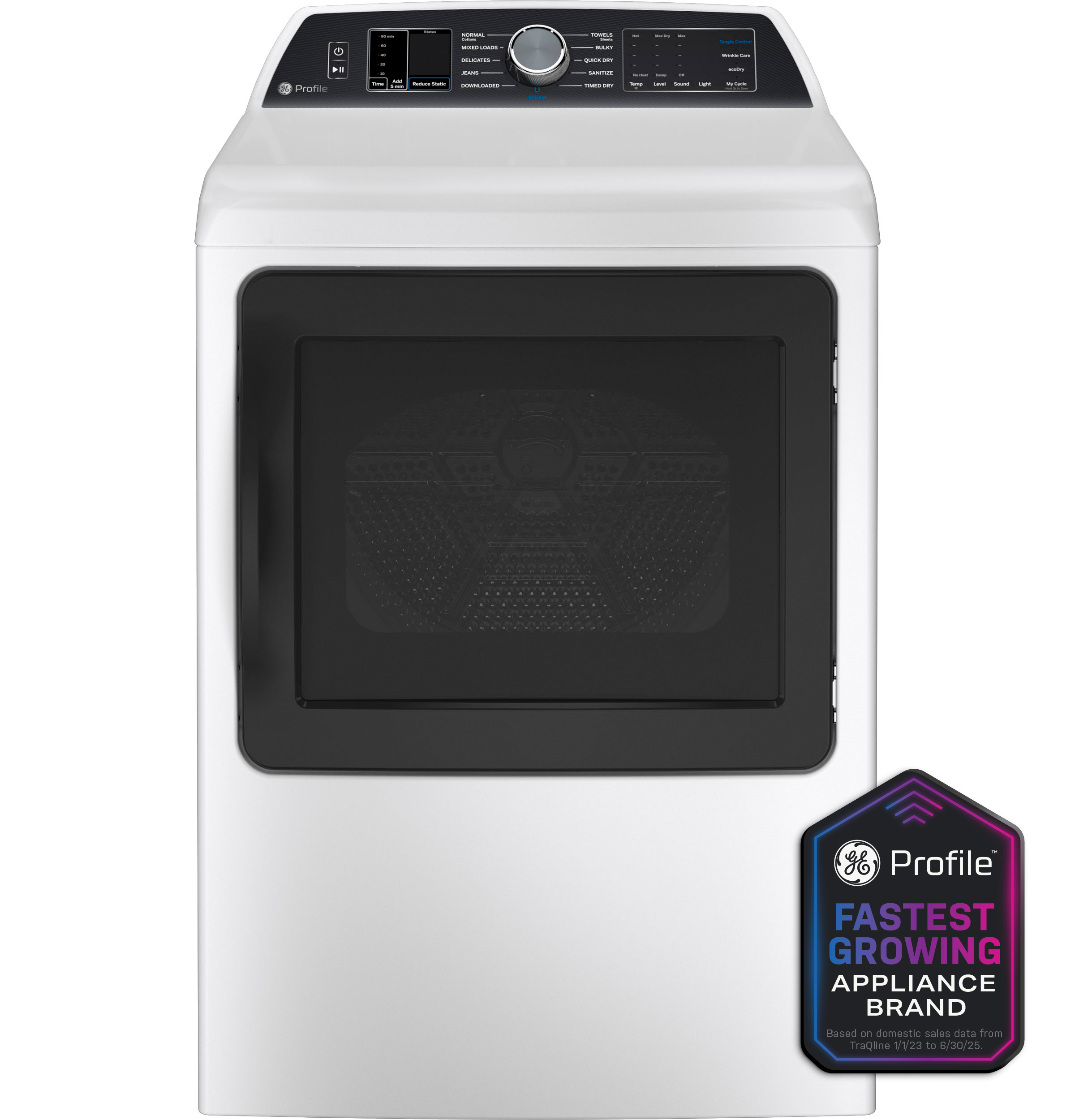 GE Profile™ ENERGY STAR® 7.4 cu. ft. Capacity Smart aluminized alloy drum Electric Dryer with Sanitize Cycle and Sensor Dry