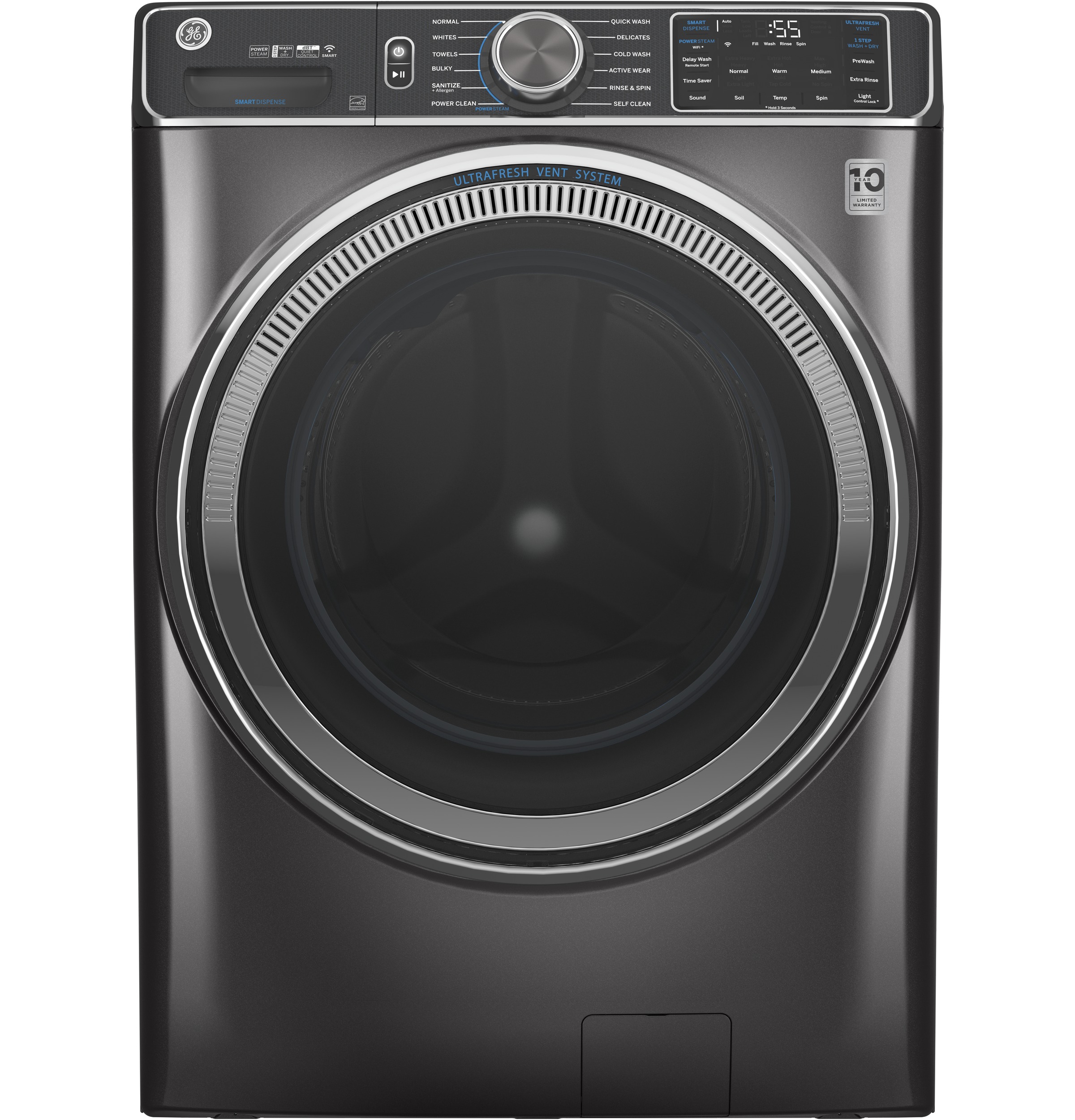 GE® 5.0 cu. ft. Capacity Smart Front Load ENERGY STAR® Steam Washer with SmartDispense™ UltraFresh Vent System with OdorBlock™ and Steam