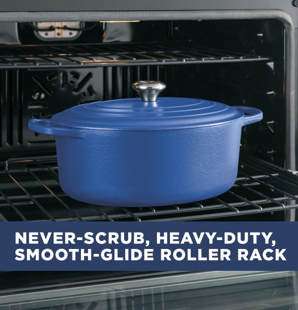 Never-scrub, heavy-duty smooth glide roller racks