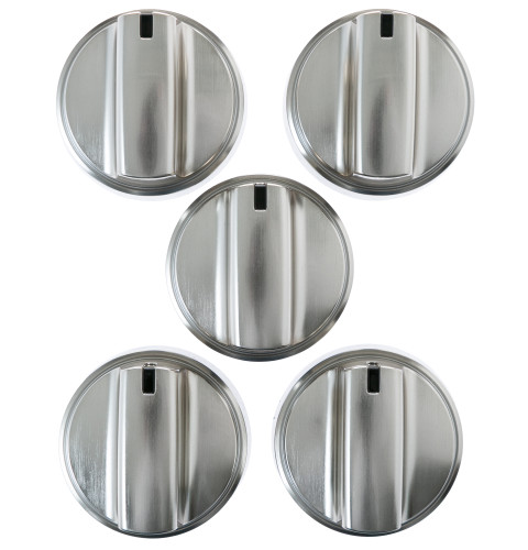 5 PACK OF WB03X24818 RANGE KNOB - STAINLESS STEEL LOOK