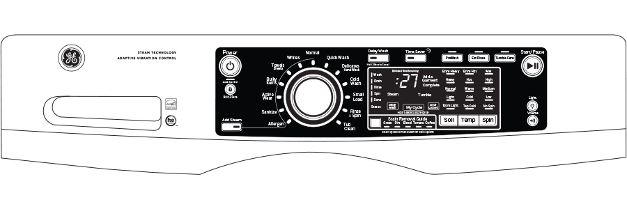 GE® 4.9 DOE cu. ft. Capacity RightHeight™ Front Load ENERGY STAR® Washer with Steam