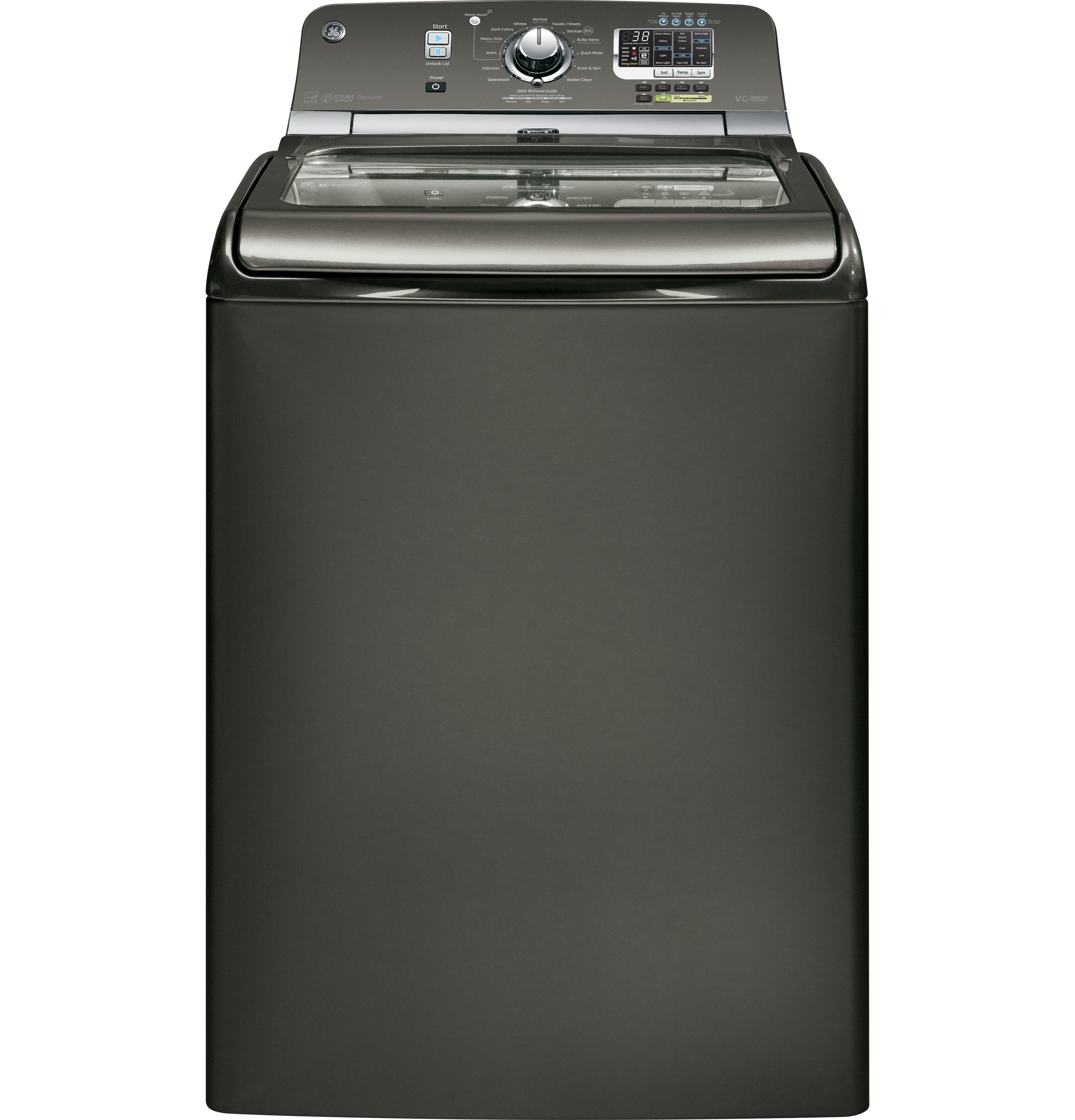 GE® 4.8 DOE cu. ft. capacity washer with stainless steel basket and steam