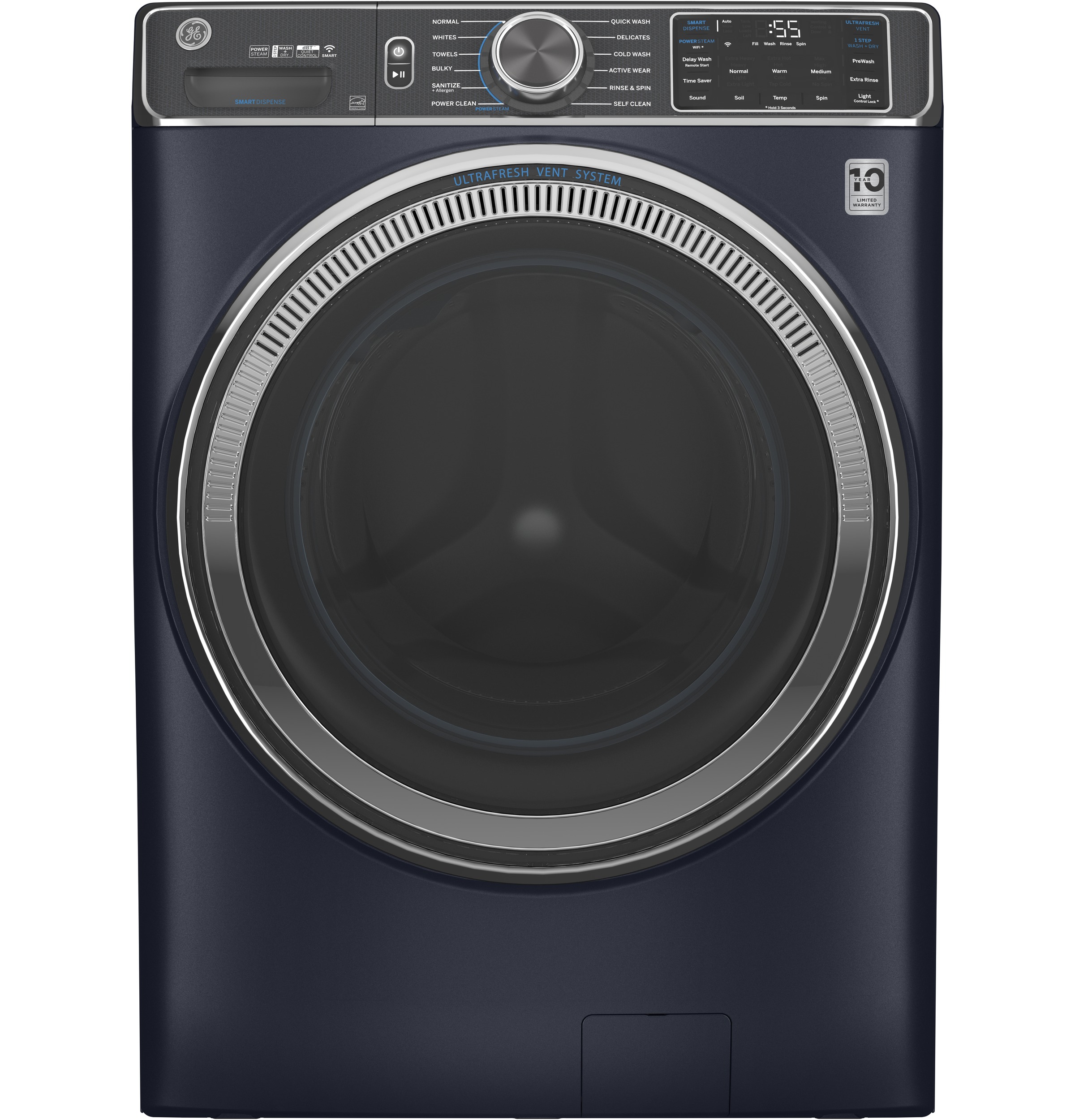 GE® 5.0 cu. ft. Capacity Smart Front Load ENERGY STAR® Steam Washer with SmartDispense™ UltraFresh Vent System with OdorBlock™ and Steam