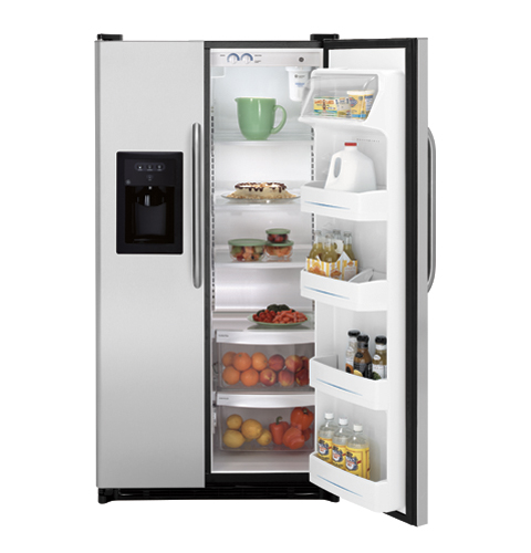 GE® 25.0 Cu. Ft. Capacity Stainless Side-By-Side Refrigerator with Dispenser
