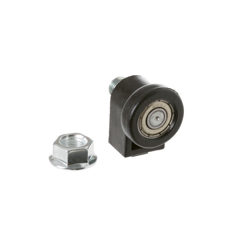 Trash compactor roller frame assembly