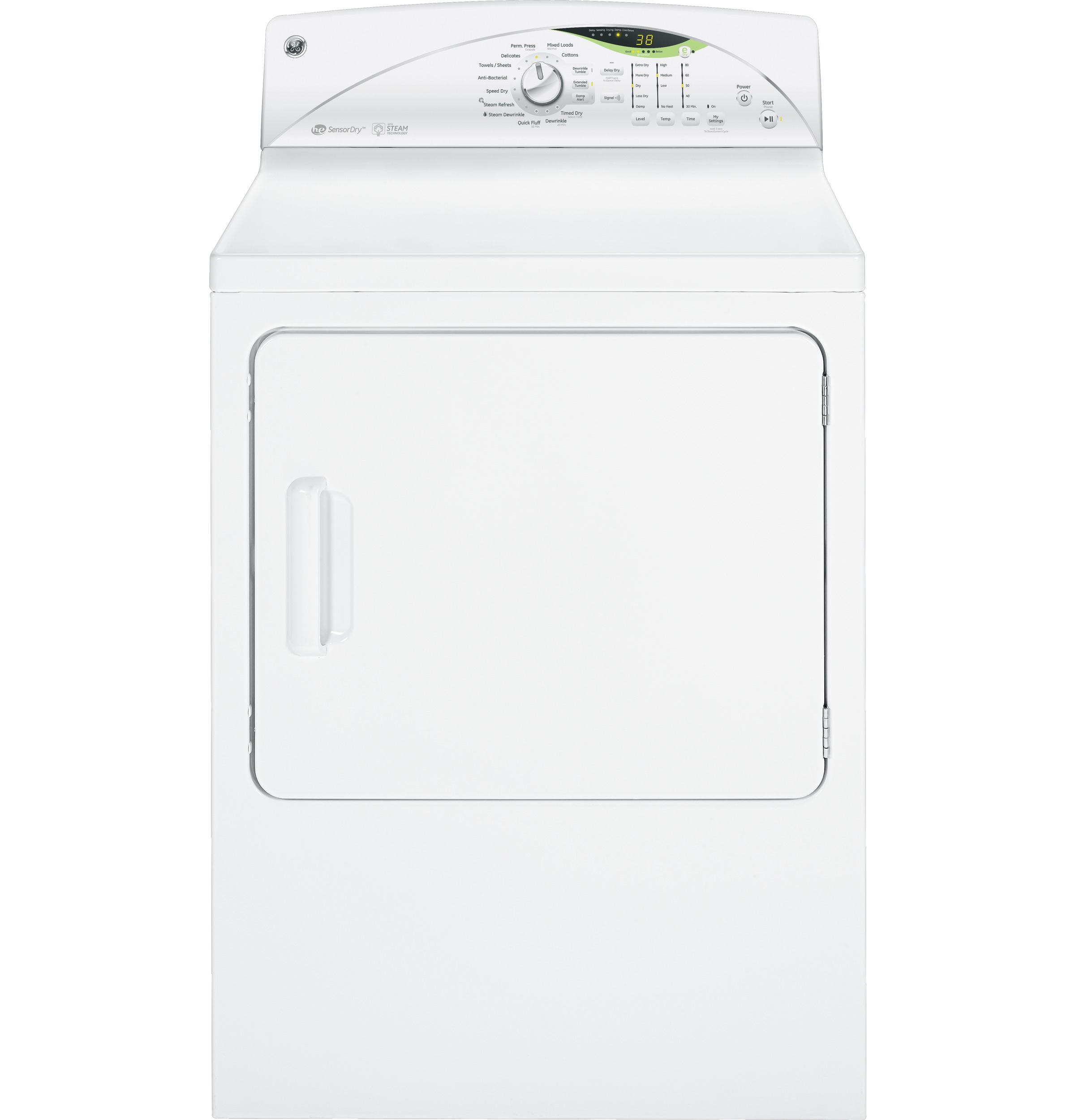 GE® 7.0 cu. ft. capacity electric dryer with Steam and HE SensorDry™