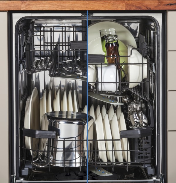Easy touch adjustable upper rack with two Stem Safe shelves