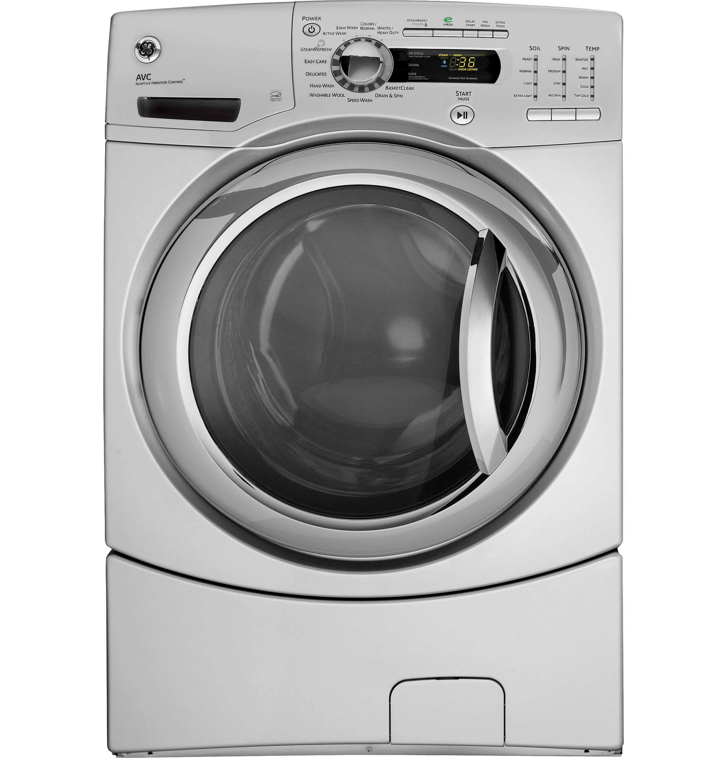 GE® 4.1 DOE cu. ft. stainless steel capacity frontload washer with Steam
