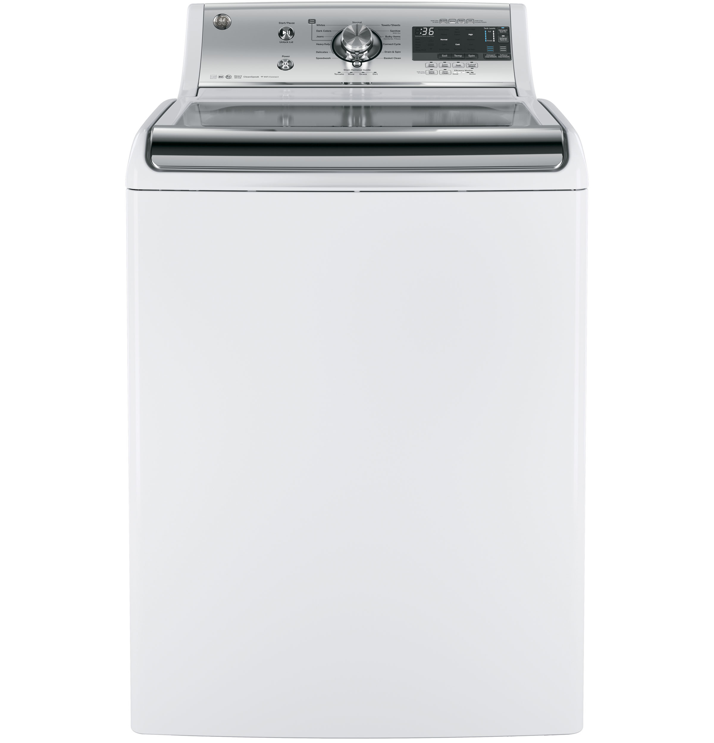 GE® 5.1 DOE cu. ft. capacity washer with SmartDispense™ Technology