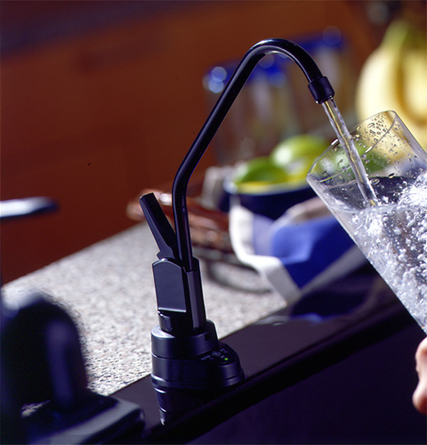 GE Profile™ Reverse Osmosis Filtration System with 18-Gallon Output per Day and Black on Black Faucet