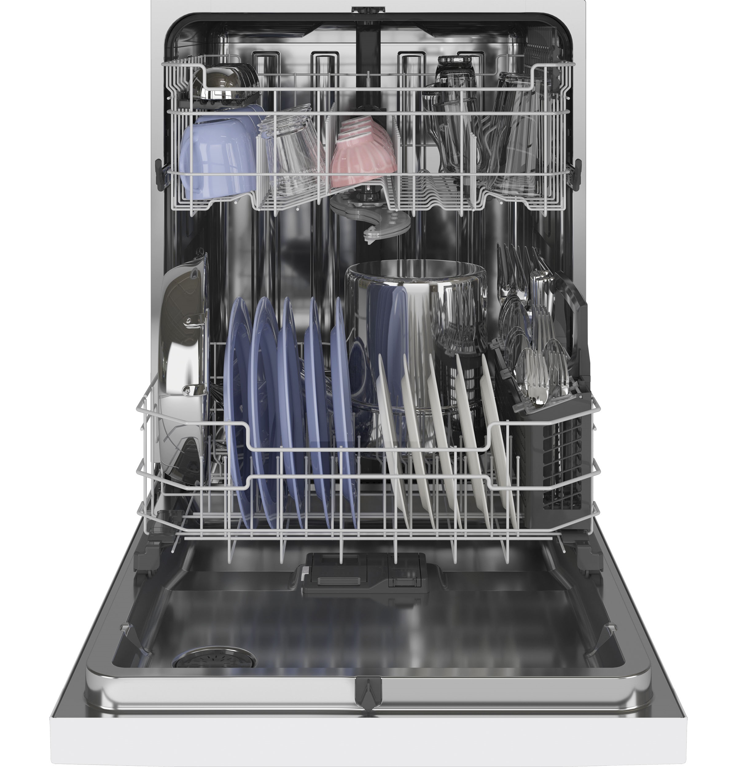 GE® Front Control with Stainless Steel Interior Dishwasher with Sanitize Cycle & Dry Boost