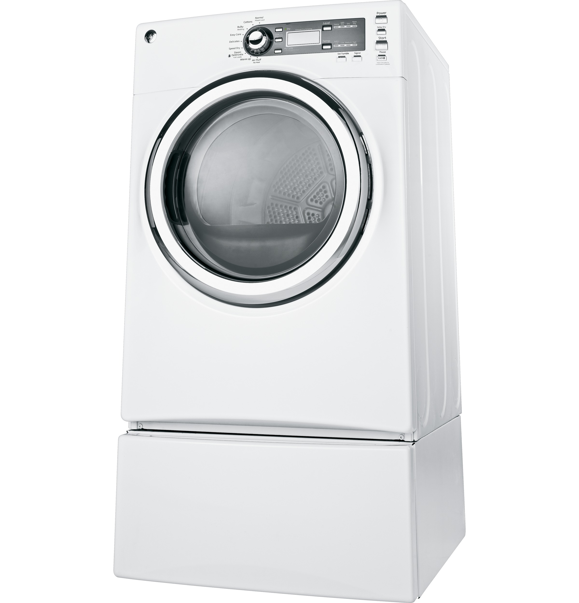 GE® 7.5 cu. ft. capacity frontload dryer with Steam and stainless steel  drum