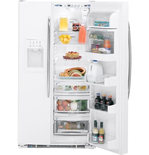 GE Profile™ ENERGY STAR® 25.5 Cu. Ft. High-Gloss Side-By-Side Refrigerator with Dispenser